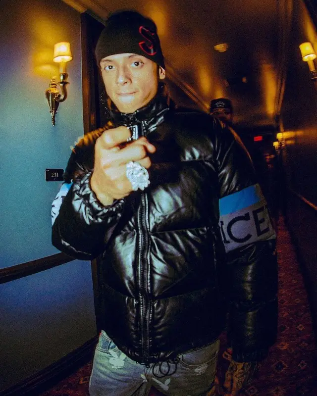 Central Cee outfit in Iceberg, Supreme, and New Era, 2023