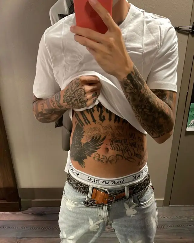 Central Cee outfit in Pleasures, Goyard, and Playboy, 2023