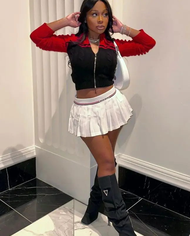 Jayda Wayda outfit in Miu Miu, The Attico, and Givenchy, 2023