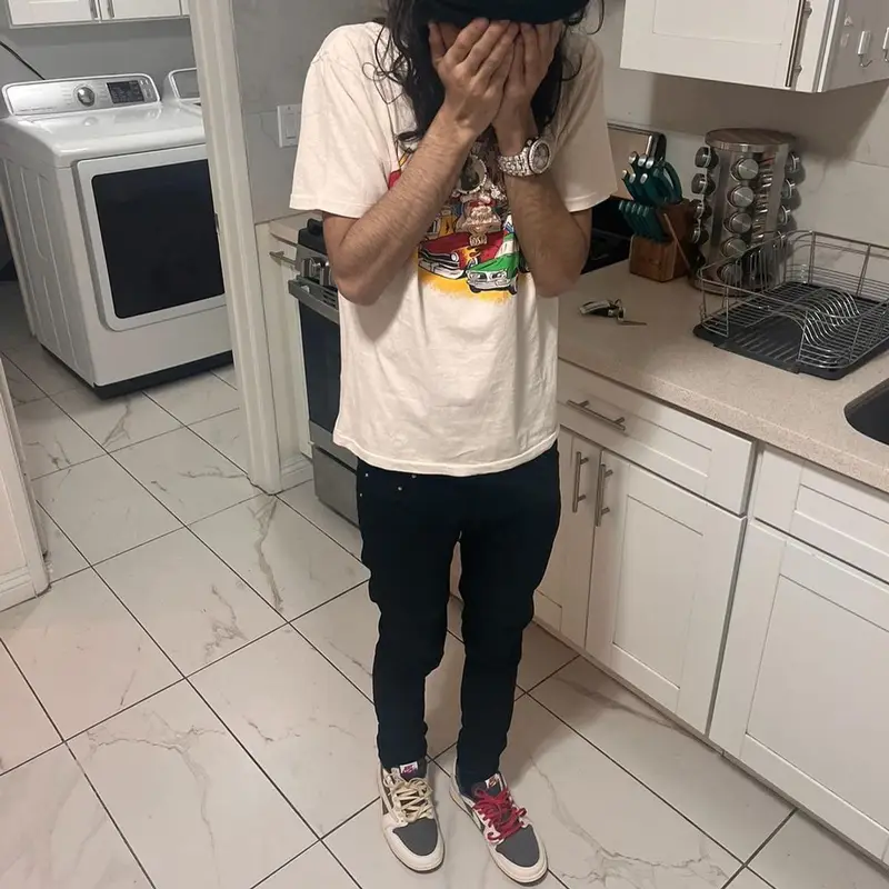 Lil Migo outfit in Gallery Dept., Amiri, and Nike, 2023