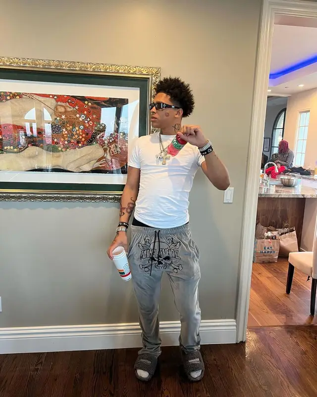 K Suave outfit in Hanes, Foreign Friendz, and Balenciaga, 2023
