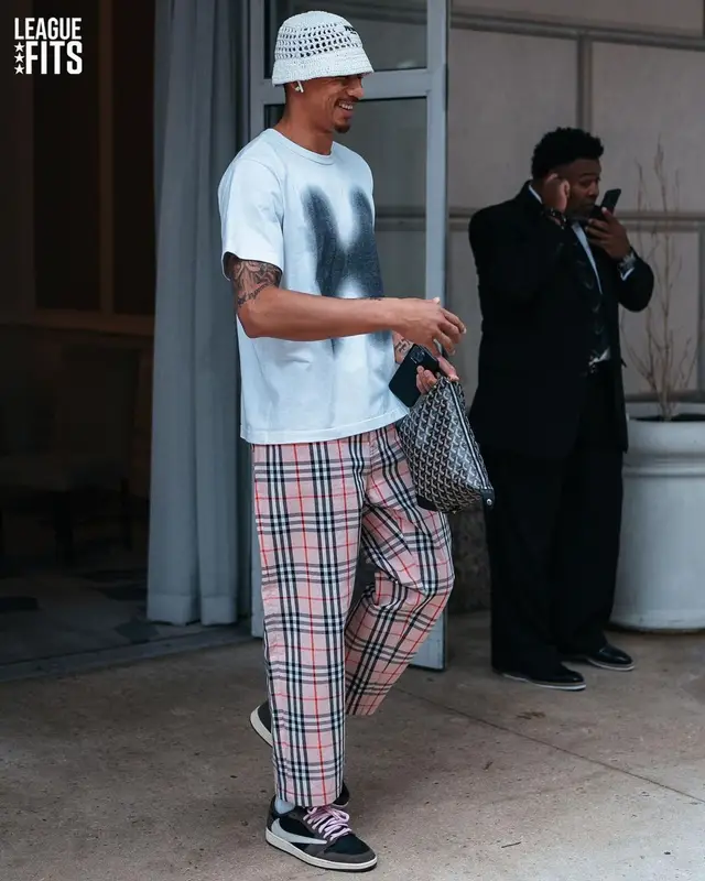 Juan Toscano-Anderson outfit in Helmut Lang, Supreme, and Prada, 2023