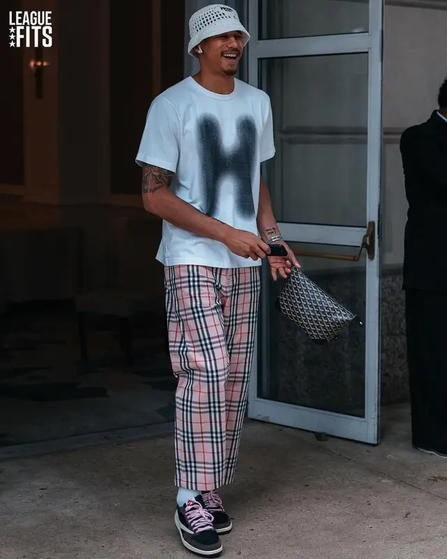 Juan Toscano-Anderson outfit in Helmut Lang, Supreme, and Prada, 2023