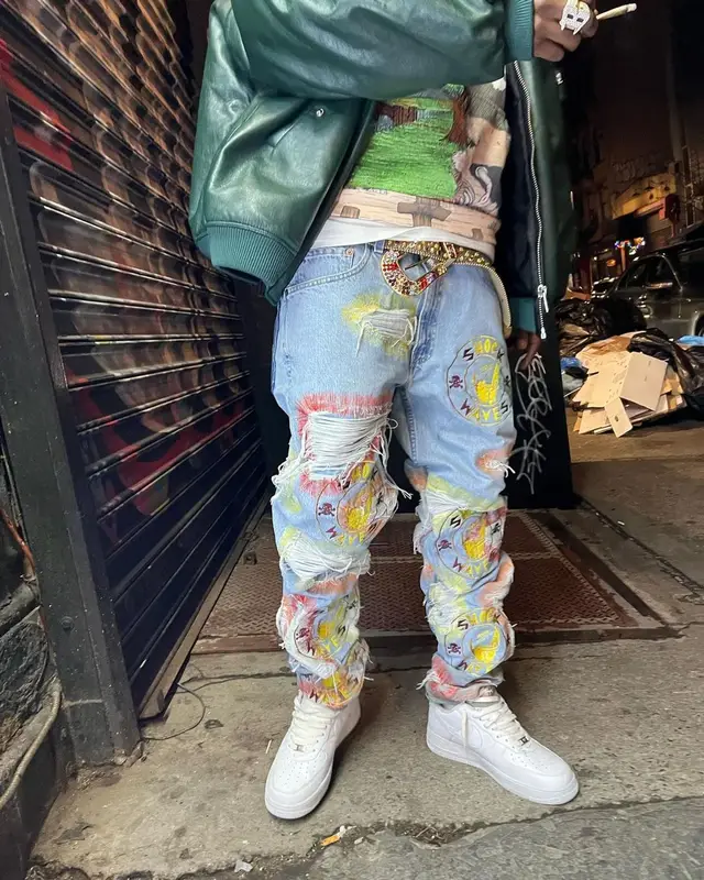 Joey Badass outfit in Prada, B.B. Simon, and Who Decides War, 2023