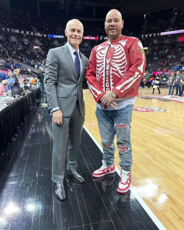 Fat Joe outfit in Amiri, Louis Vuitton, and Nike, 2023