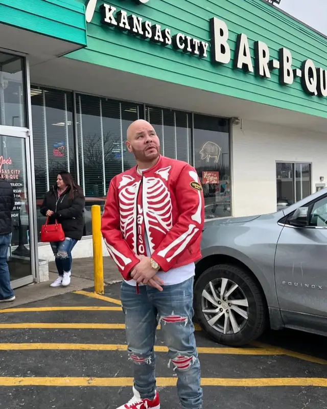 Fat Joe outfit in Amiri, Louis Vuitton, and Nike, 2023