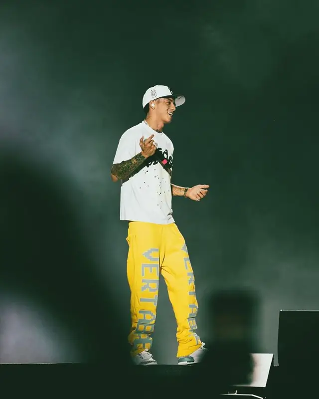 Central Cee outfit in Spider Worldwide, Lyrical Lemonade, and Chicago White Sox, 2023