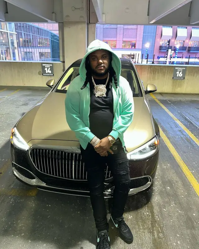 Tee Grizzley outfit in Supreme, Amiri, and True Religion, 2023