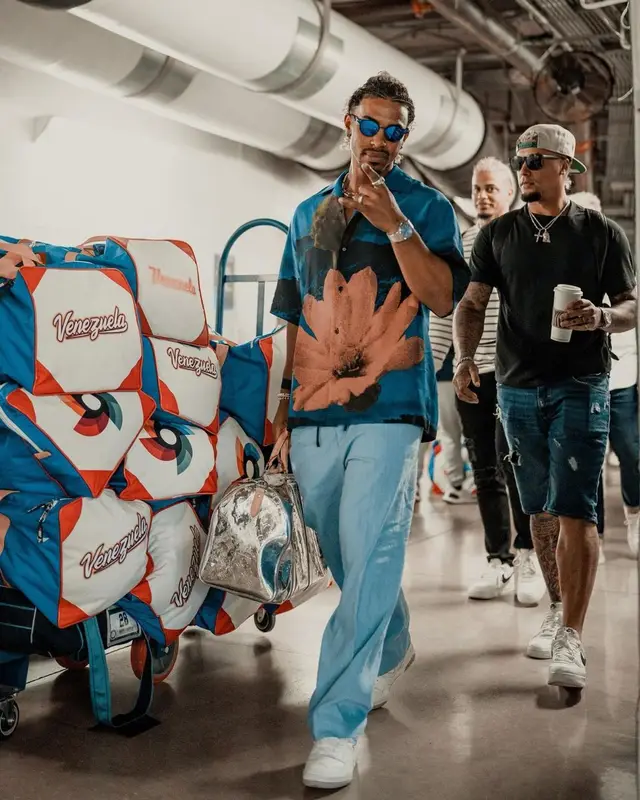 Francisco Lindor outfit in OAMC, Dries Van Noten, and Louis Vuitton, 2023