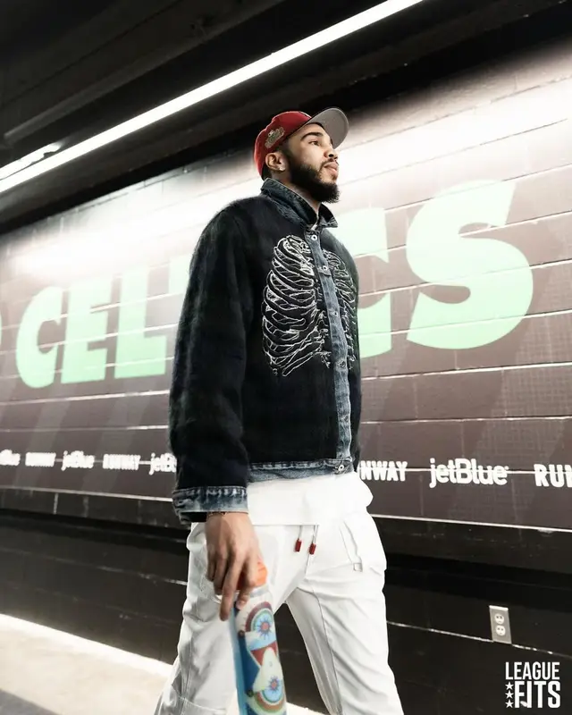 Jayson Tatum outfit in Defective Garments, Monfrere, and New Era, 2023
