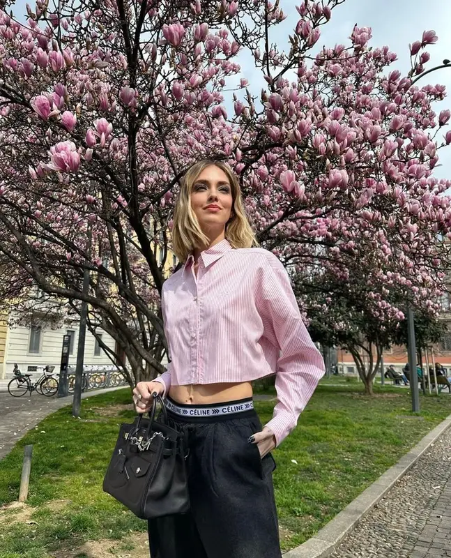 Chiara Ferragni outfit in Prada, Celine, and Hermes, 2023