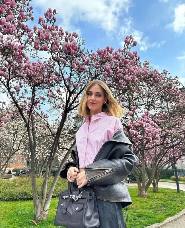 Chiara Ferragni outfit in Prada, Celine, and Hermes, 2023