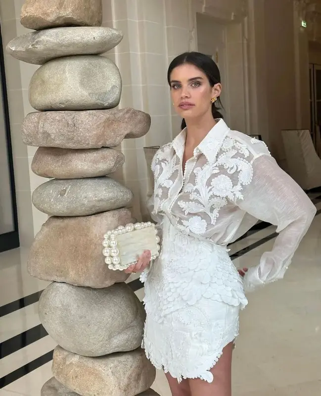 Sara Sampaio outfit in Zimmermann, Cult Gaia, and Jimmy Choo, 2023