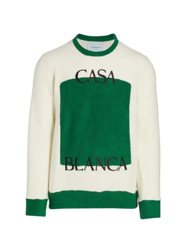 Casablanca Embroidered Colorblock White Crewneck Sweatshirt $256