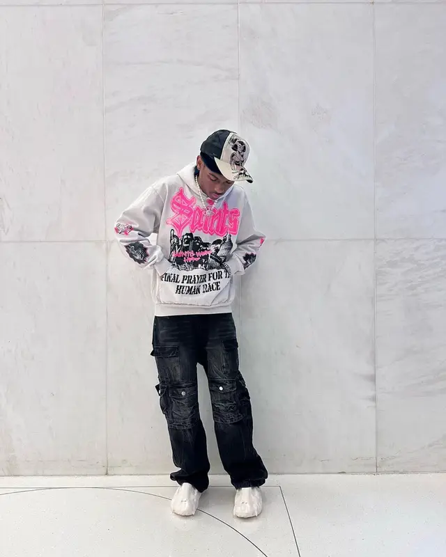 Yvngxchris outfit in Saints World, Half Evil 333, and Vivienne Westwood, 2023