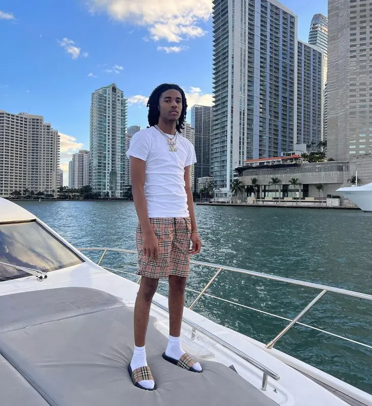 Lil Darius outfit in Polo Ralph Lauren and Burberry, 2023