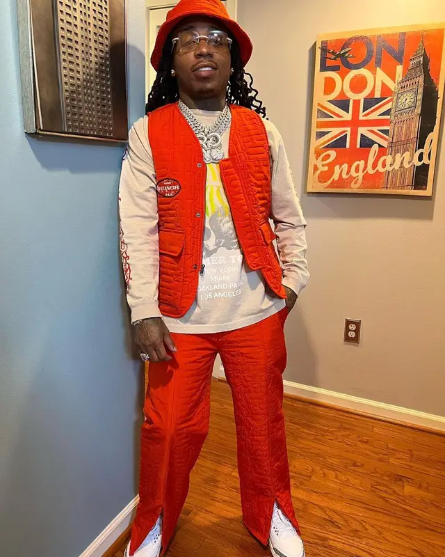 Jacquees outfit in Jordan and Honor The Gift, 2023