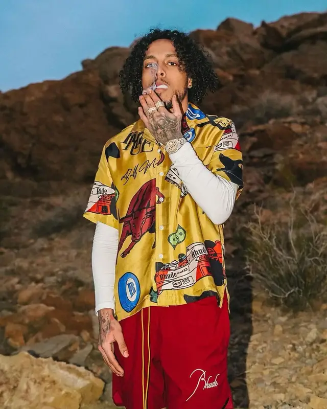 King Cid outfit in Rhude, Prada, and Gucci, 2023