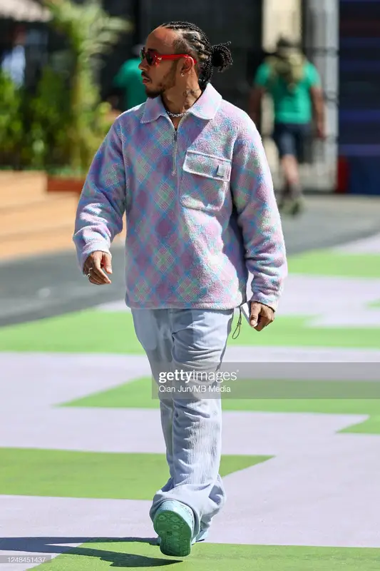 Lewis Hamilton outfit in Dior and ERL, 2023