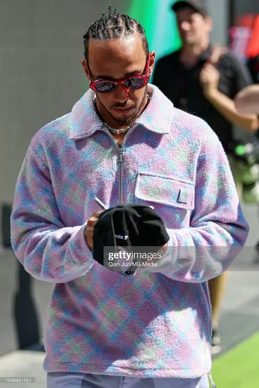 Lewis Hamilton outfit in Dior and ERL, 2023