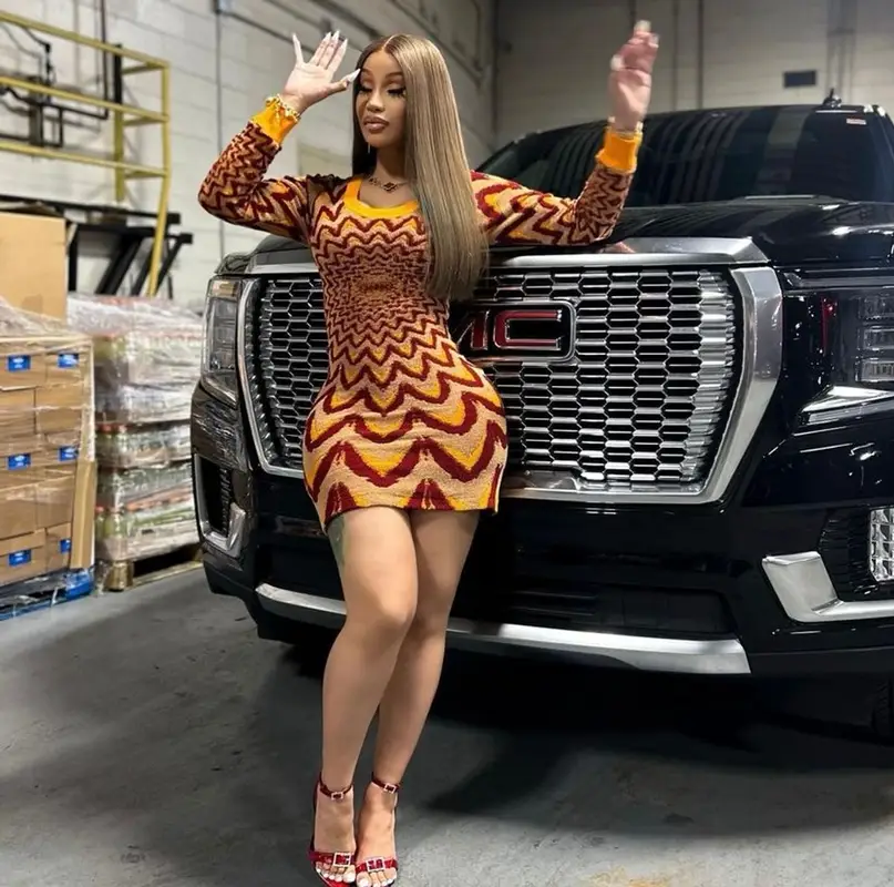Cardi B outfit in Van Cleef & Arpels, Marni, and Saint Laurent, 2023