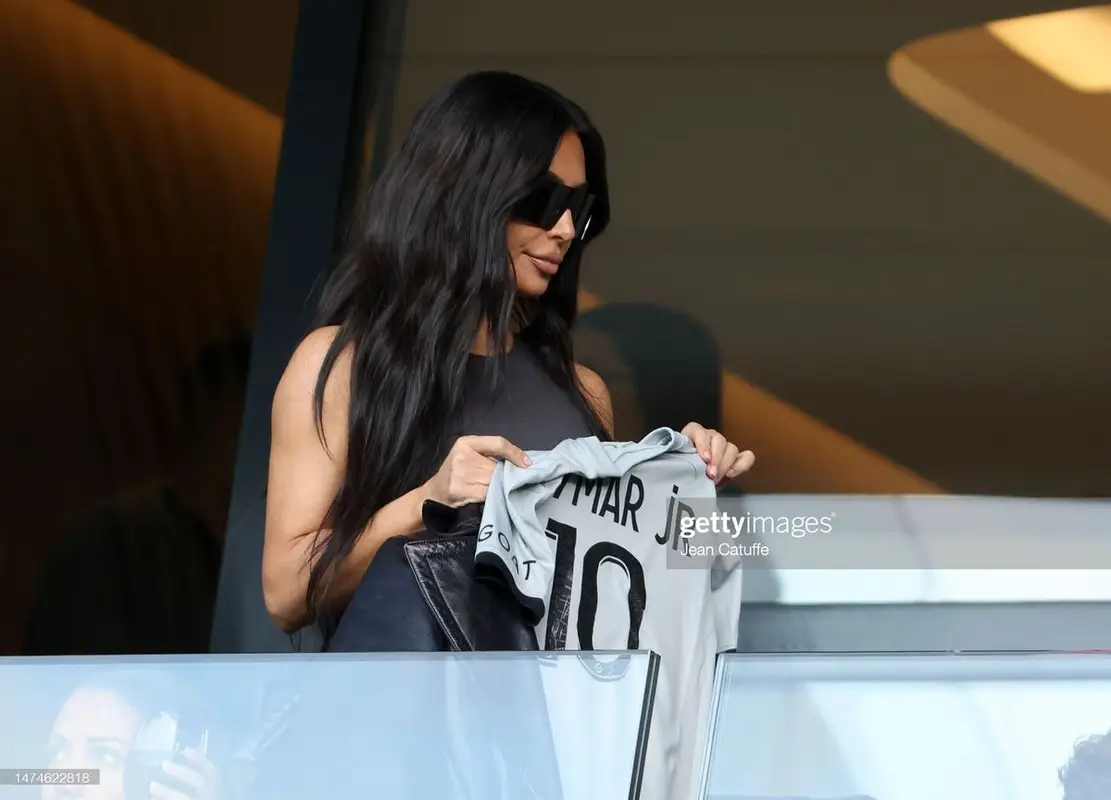 Kim Kardashian outfit in Jordan and Paris Saint-Germain, 2023
