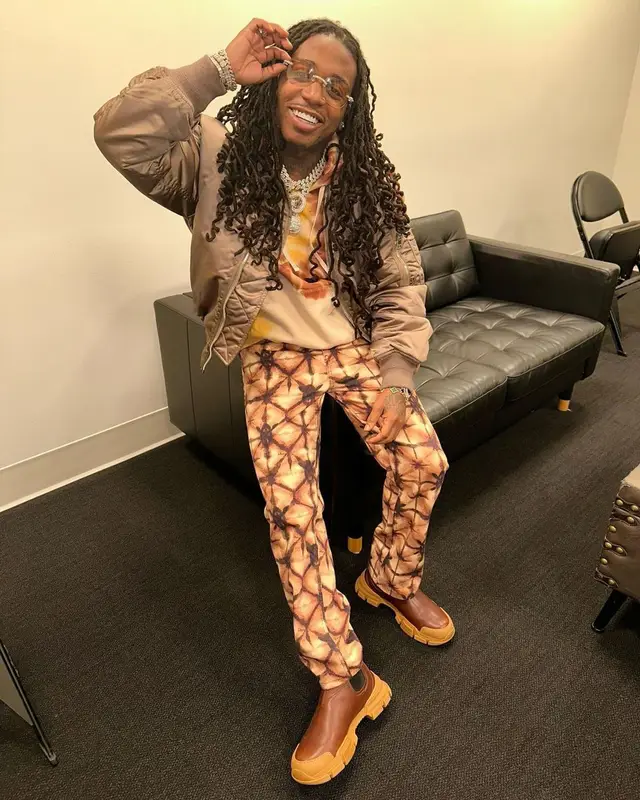Jacquees outfit in Etudes, Daily Paper, and Gucci, 2023