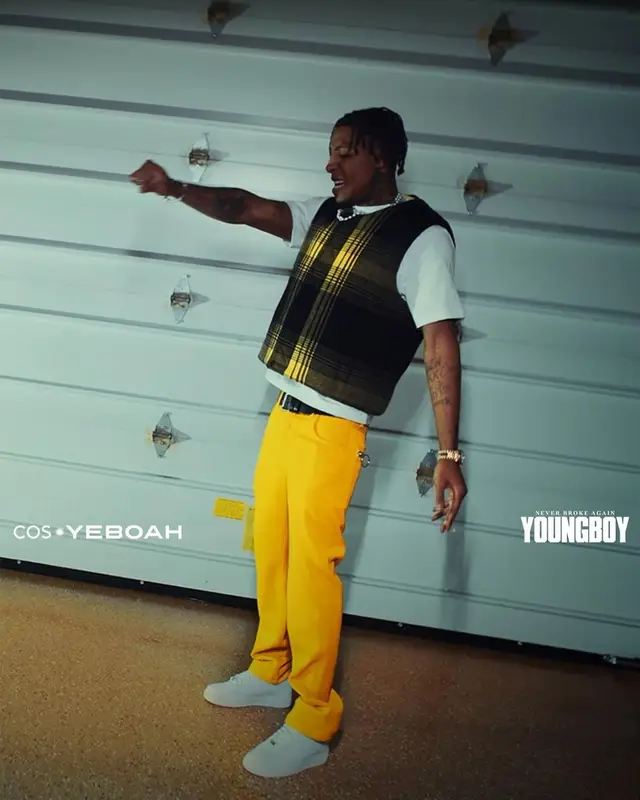 NBA YoungBoy outfit in Cos and Yeboah, 2023