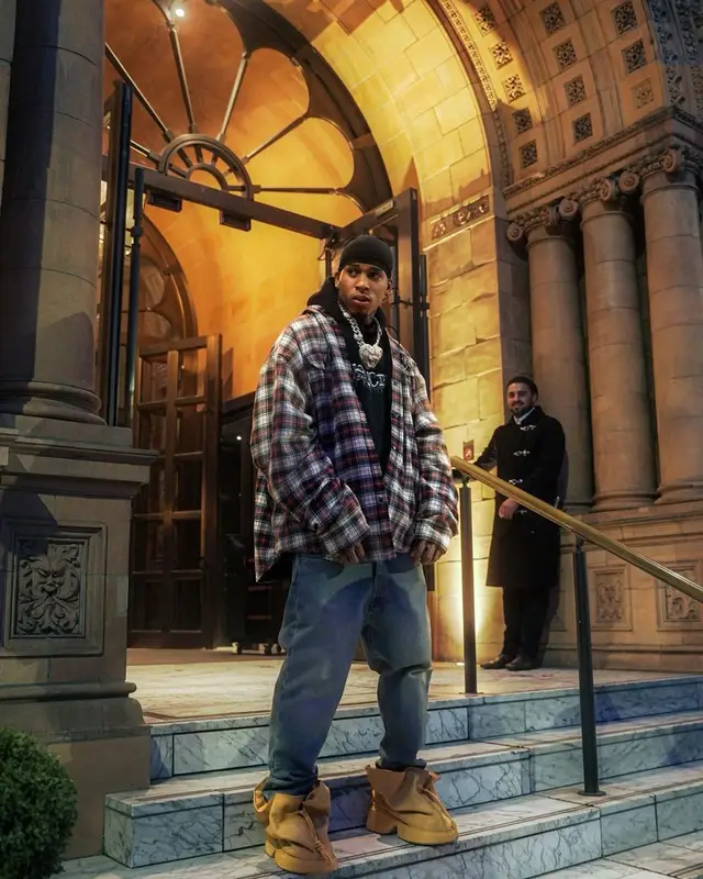 NLE Choppa outfit in Balenciaga, Prada, and Loewe, 2023