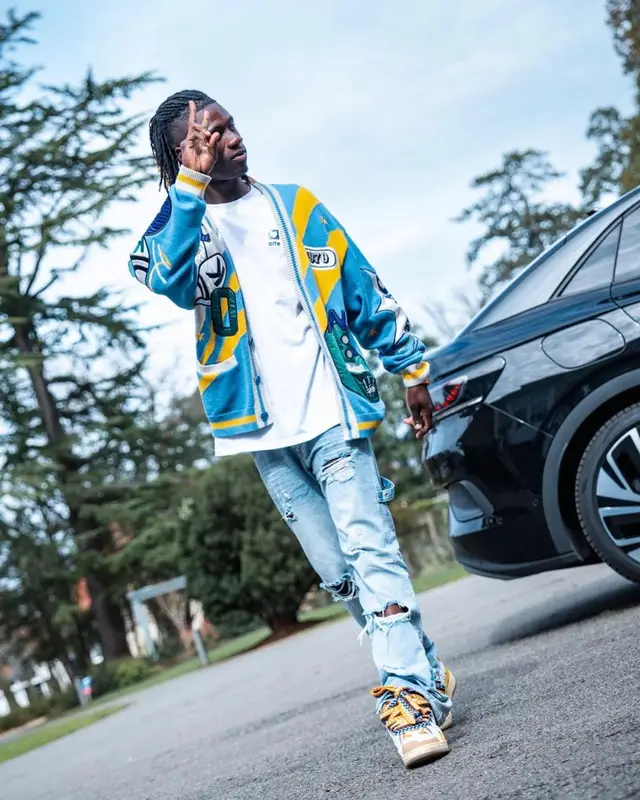 Eduardo Camavinga outfit in Arte Antwerp, Kenzo, and Lanvin, 2023