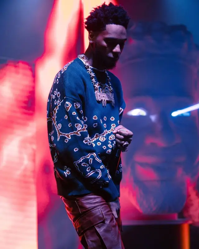 Key Glock outfit in Rhude, Amiri, and Jordan, 2023