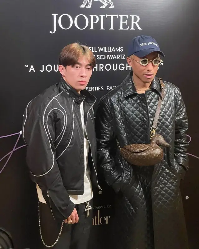 Pharrell Williams outfit in Tiffany&Co, Human Made, and Girls Don't Cry, 2023