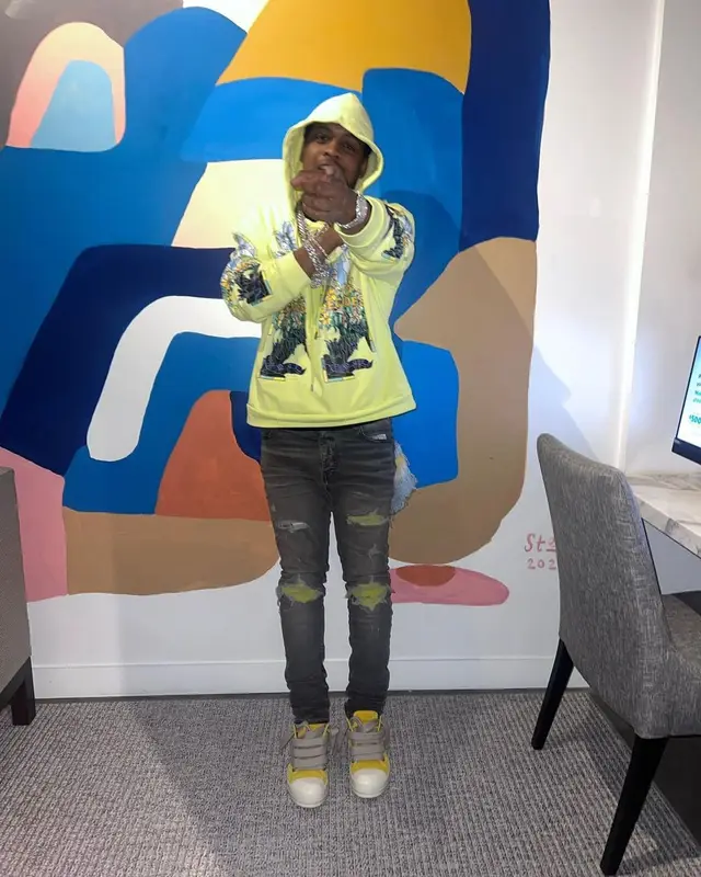Baby Money outfit in Who Decides War, Amiri, and Rick Owens, 2023
