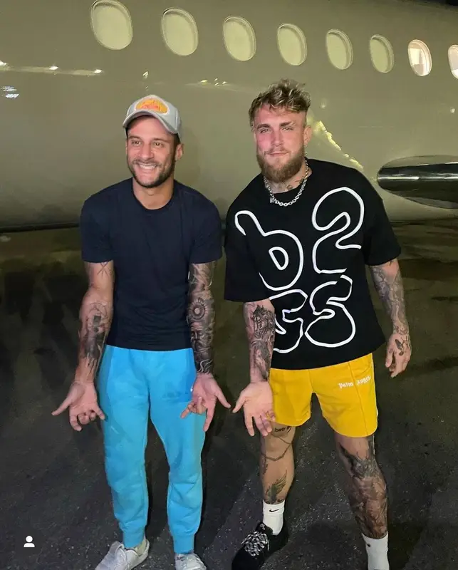 Jake Paul outfit in Palm Angels, Travis Scott Merch, and Nike, 2023