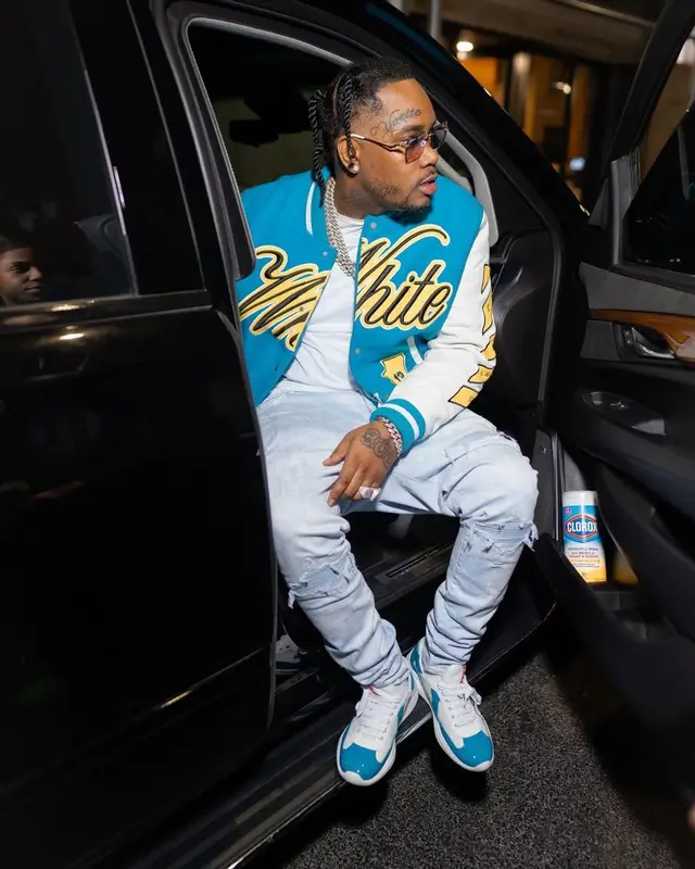 Fivio Foreign outfit in Off-White, Amiri, and Prada, 2023