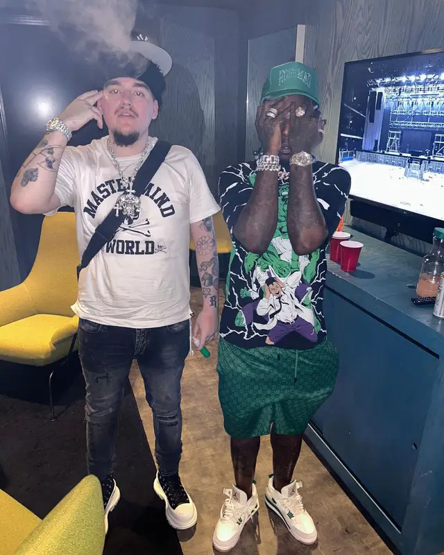 Sauce Walka outfit in Gucci, Jordan, and Hoes Mad LA, 2023