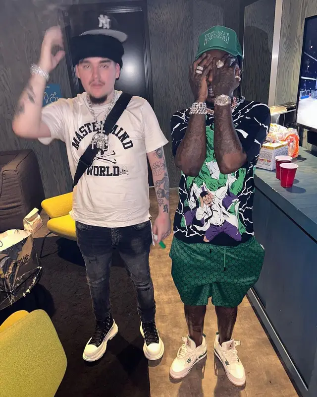 Sauce Walka outfit in Gucci, Jordan, and Hoes Mad LA, 2023