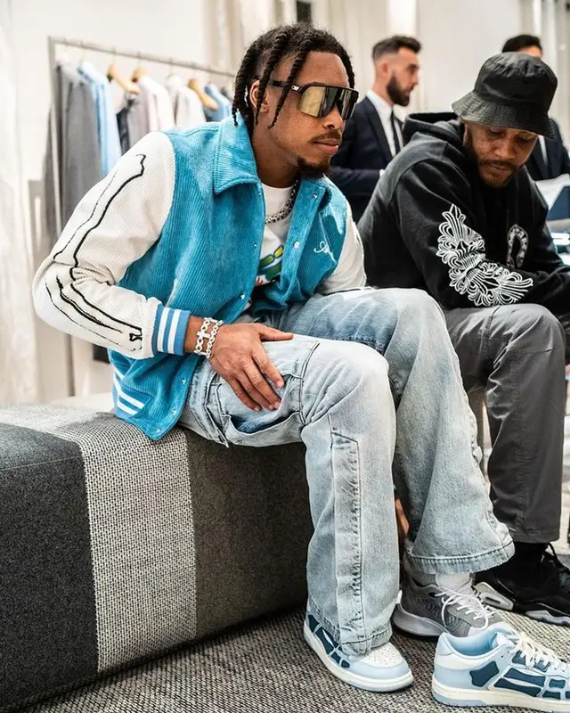 Justin Jefferson outfit in Amiri and Oakley, 2023