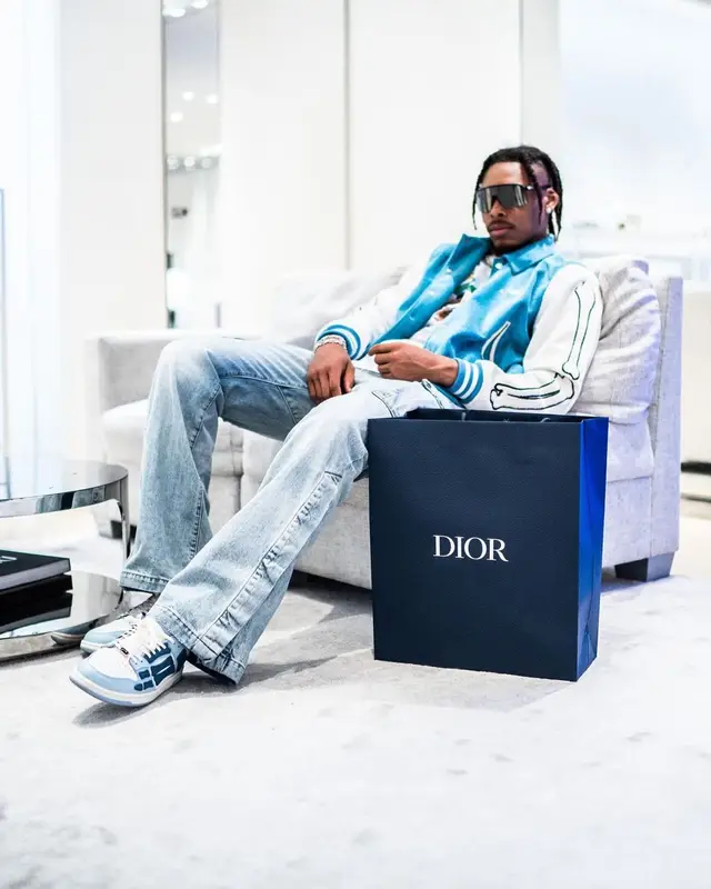 Justin Jefferson outfit in Amiri and Oakley, 2023
