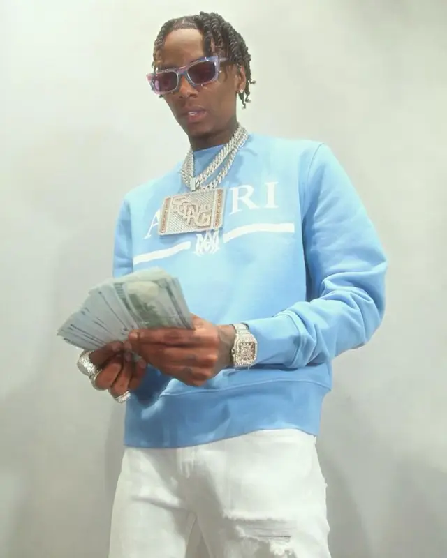 Soulja Boy outfit in Amiri and Retrosuperfuture, 2023