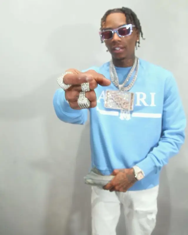 Soulja Boy outfit in Amiri and Retrosuperfuture, 2023
