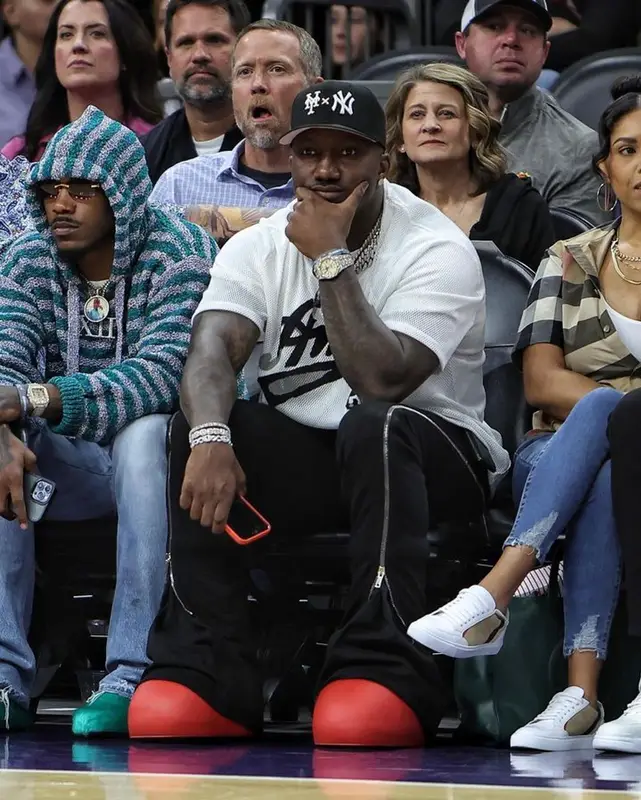 Deebo Samuel outfit in Amiri, Rick Owens, and New Era, 2023