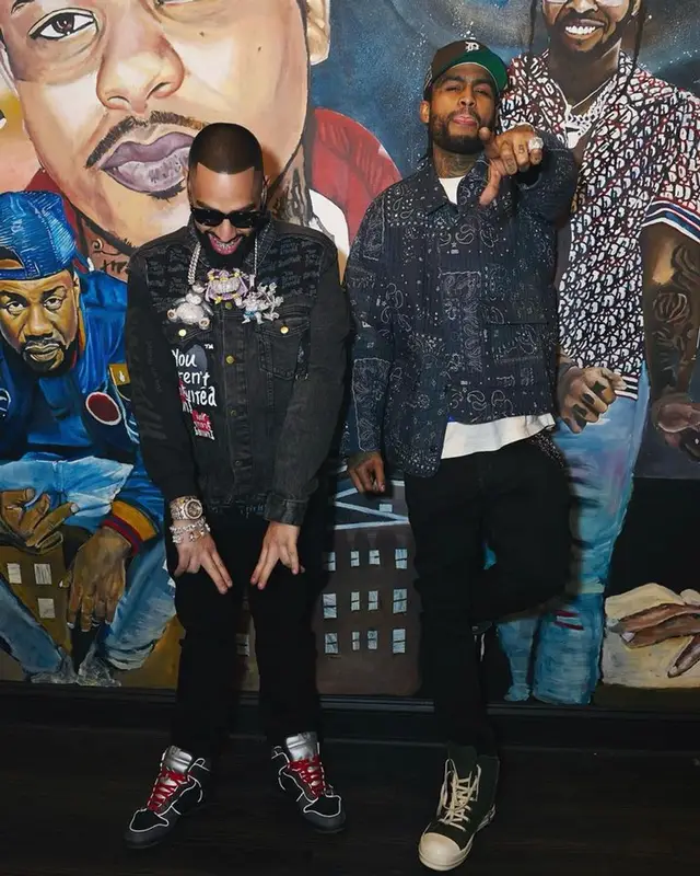 Dave East outfit in Kith, Rick Owens, and New Era, 2023