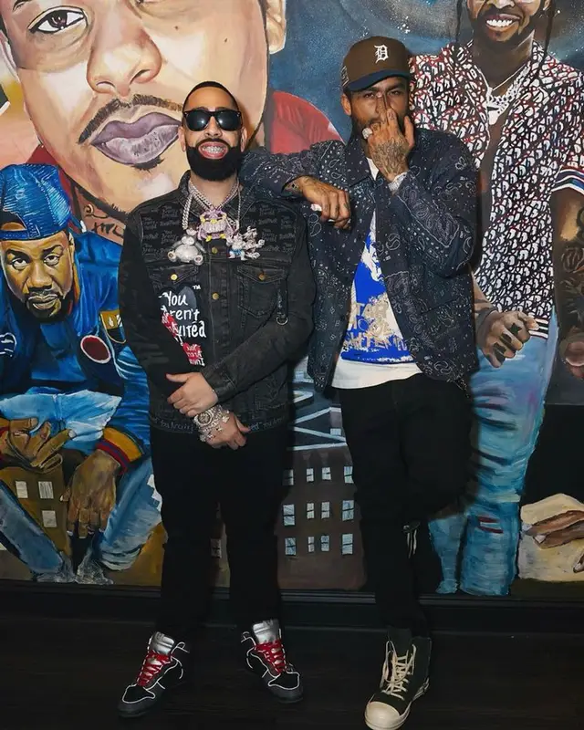 Dave East outfit in Kith, Rick Owens, and New Era, 2023