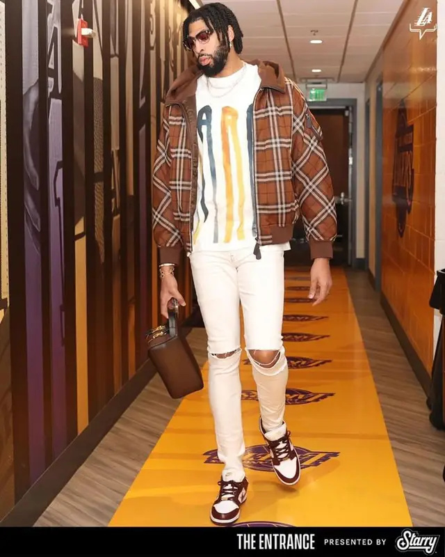 Anthony Davis outfit in Burberry, Marni, and Amiri, 2023