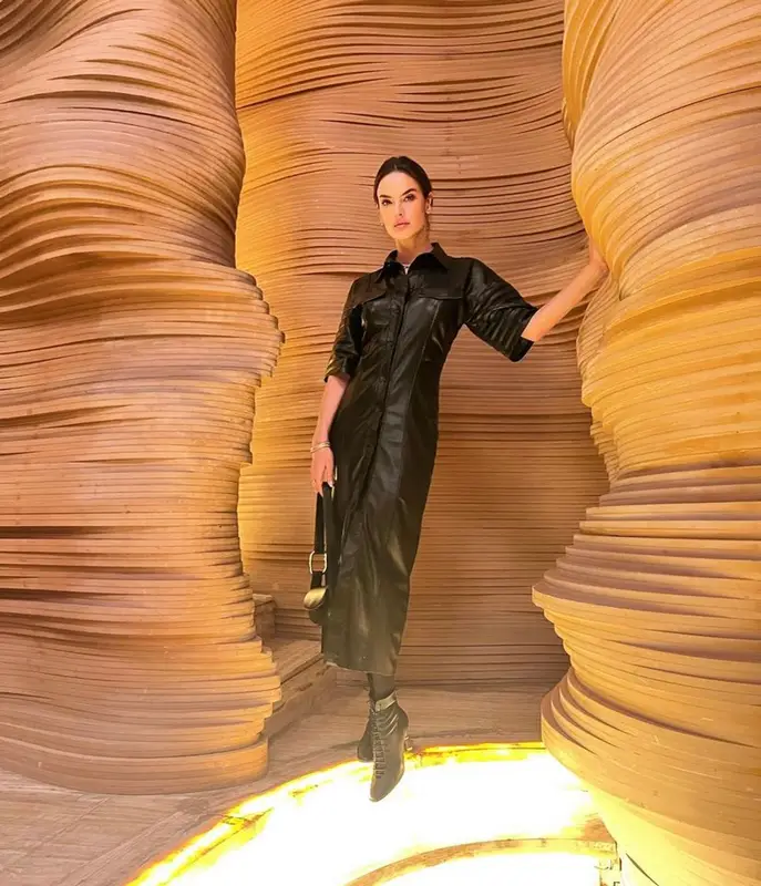 Alessandra Ambrosio outfit in Alevi Milano, Charles & Keith, and Nanushka, 2022