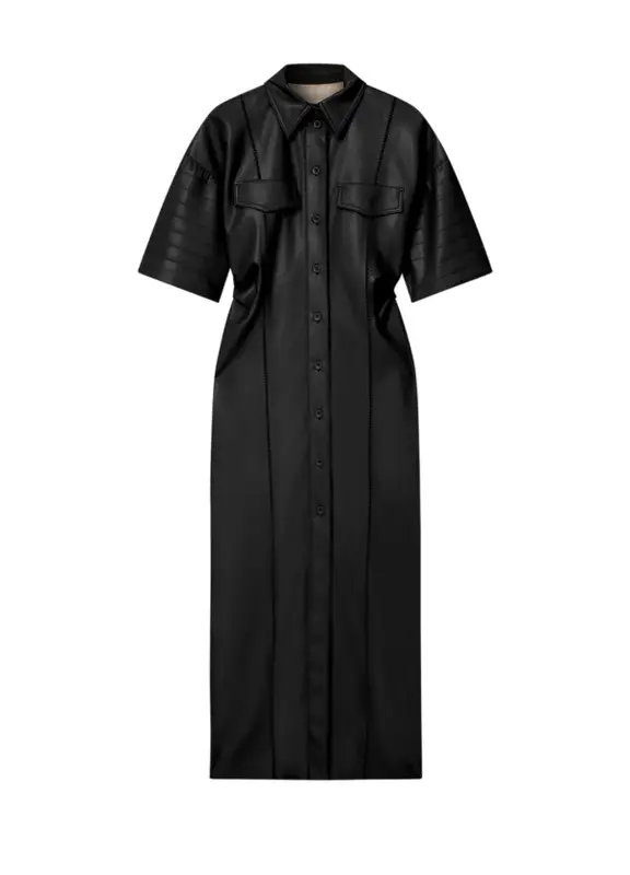 Nanushka Vegan Leather Ridge-Effect Dress $430