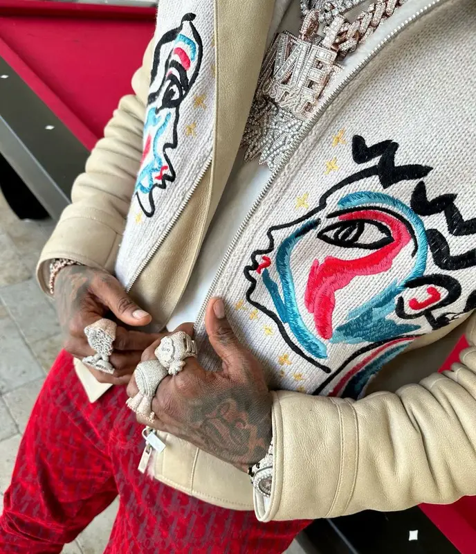 Moneybagg Yo outfit in ERL, Cactus Jack, and Dior, 2023