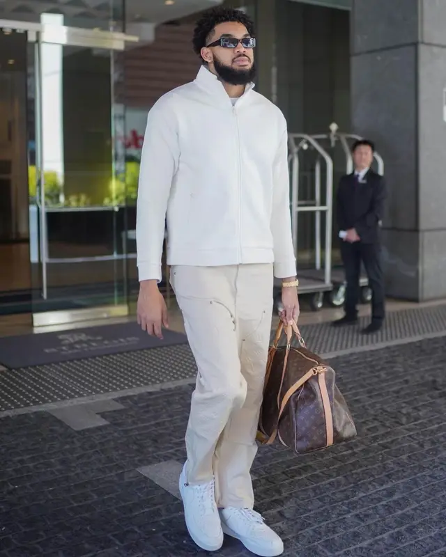 Karl Anthony Towns outfit in Louis Vuitton and Nike, 2023
