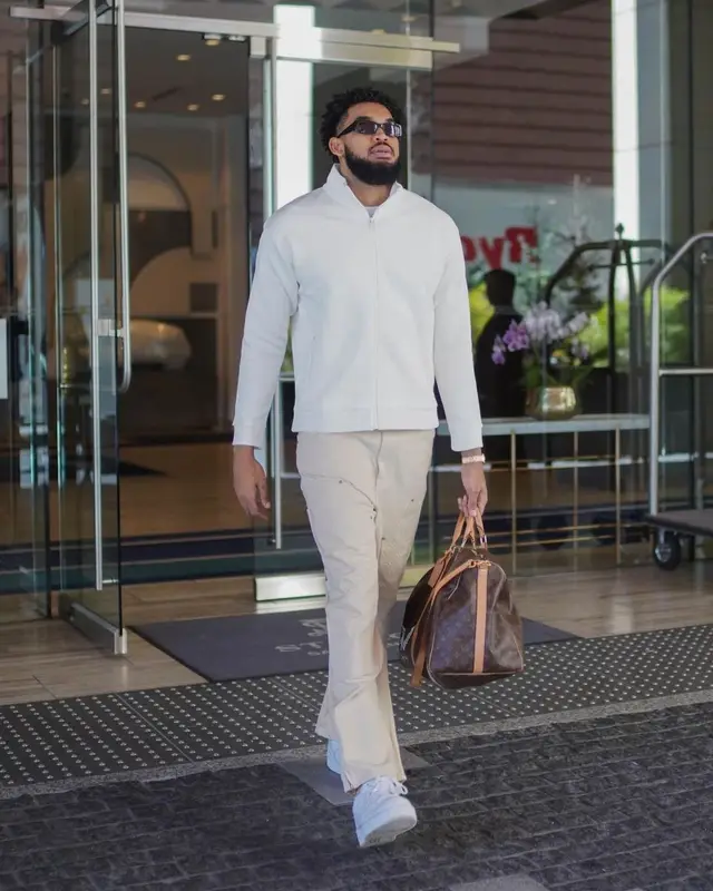 Karl Anthony Towns outfit in Louis Vuitton and Nike, 2023